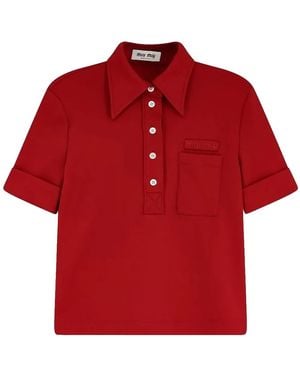 Miu Miu Jersey Polo Shirt "Ruby" Mt2204 14Oa F0041" - Red