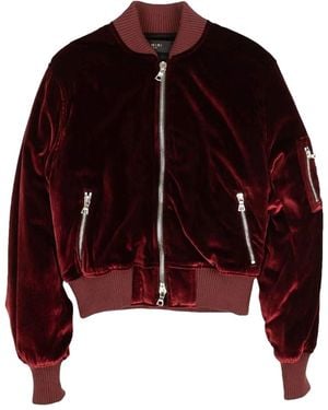 Amiri Velvet Satin Bomber Jacket "Burgundy" Mos017 652" - Black