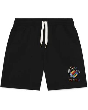 CASABLANCA Players Diamond Embroidered Sweat Short Ms23 Jtr 003 03 Ex Nd" - Black
