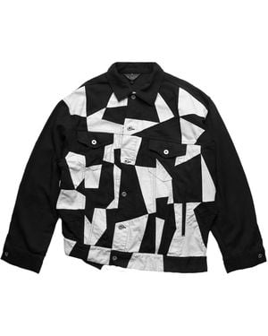 COMME DES GARÇON BLACK Patchwork Twisted Trucker Jacket 1Oj0290521 Blk" - Black