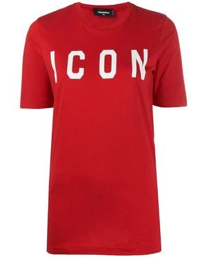 DSquared² Icon Logo Cotton T-Shirt S75Gd0040-S22427-967X" - Red