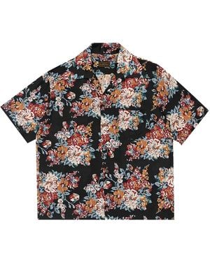 Kapital Silk Rayon Champetre Maria Wrangle Collar Aloha Shirt K2405Ss202-Blk" - Black