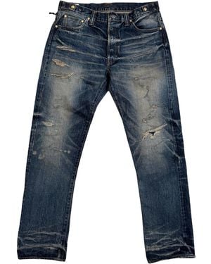 Mastercraft Union Edo Straight Aza Repaired Jeans "Mid" 702 10 62 Blu" - Black
