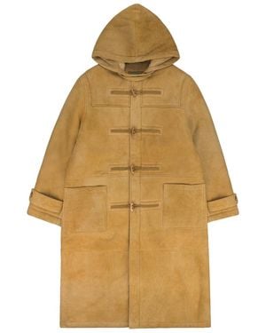 DENIM TEARS Derry Shearling Duffle Coat "Camel" Dt1032" - Black