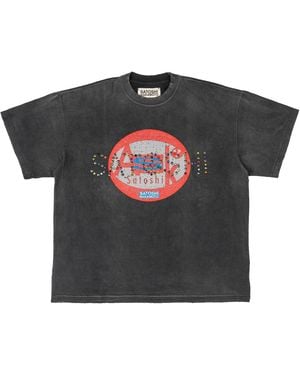 Satoshi Nakamoto Ask Satoshi Studded Logo Short Sleeve T-Shirt Multi" Sat071" - Black