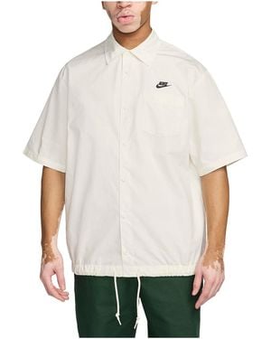 Nike Club Button-Up Short Sleeve Oxford Shirt "Sail Fn3902 133" - Black