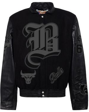 Jeff Hamilton Chicago Bulls Wool & Leather Old English Varsity Jacket Nba Chi Bul 101" - Black