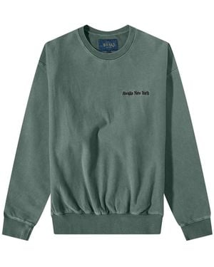AWAKE NY Pigment Dyed Embroidered Crewneck Sweatshirt "Slate" Awk Fw22 Cn001 Sla" - Green