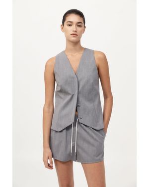 St. Agni Pinstripe Wool Vest - Gray