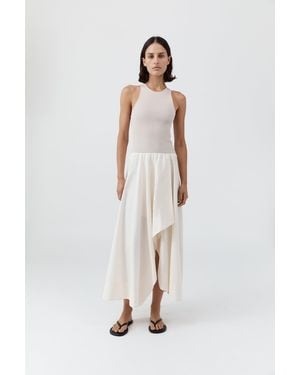 St. Agni Knit Bodice Asymm Dress - White
