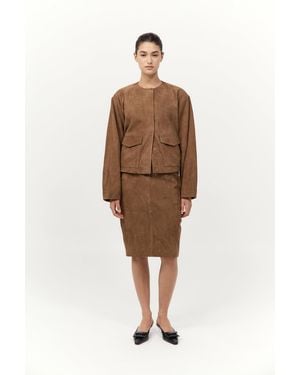 St. Agni Suede Utility Cocoon Bomber - Natural
