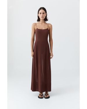St. Agni Sheer Silk Slip Dress - Brown