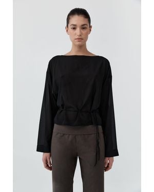 St. Agni Stretch Silk Bateau Top - Black