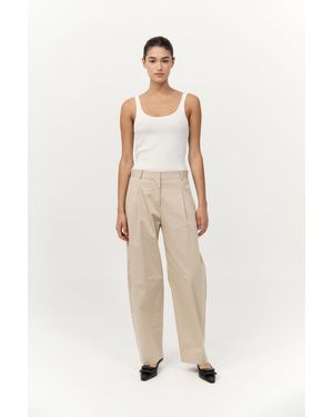 St. Agni Cotton Barrel Leg Pants - Natural