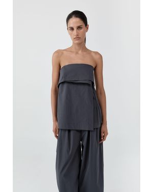St. Agni Strapless Wrap Top - Blue