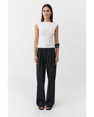 St. Agni Wool Pinstripe Pocket Pants - White