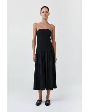 St. Agni Gathered Strapless Minimal Dress - Black