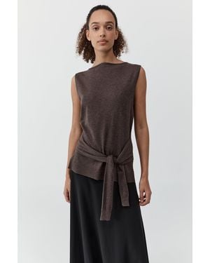 St. Agni Fine Merino Tie Waist Top - Multicolour
