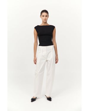 St. Agni Cotton Barrel Leg Trousers - White