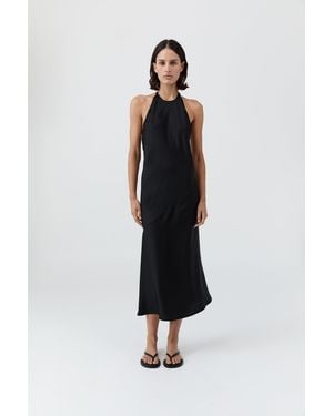 St. Agni Silk Twill Halter Dress - Black
