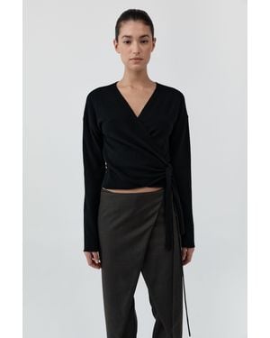 St. Agni Cashmere Wrap Cardigan - Black