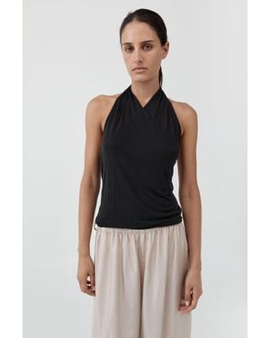 St. Agni Fine Jersey Wrap Halter Top - Blue