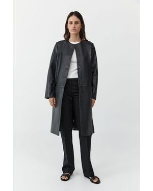 St. Agni Leather Minimal Coat - Black