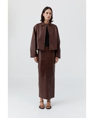 St. Agni Cocoon Leather Jacket - Brown