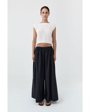 St. Agni Cotton Hybrid Wide Leg Trousers - White