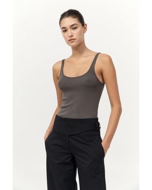 St. Agni Organic Cotton Slim Scoop Tank - Blue