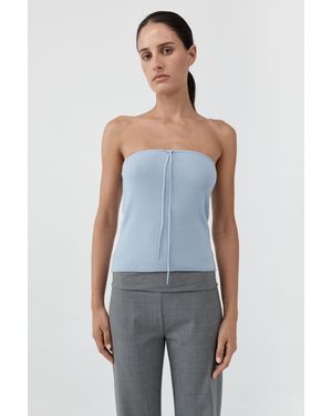 St. Agni Wool Strapless Top - Blue