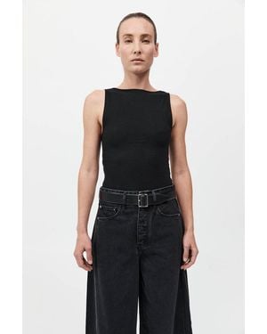 St. Agni Rib Bateau Cut Out Top - Black