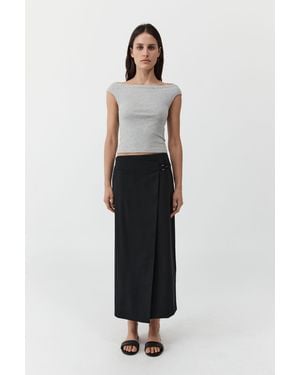 St. Agni Tailored Wrap Skirt - White