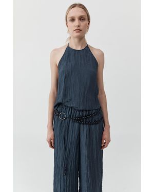 St. Agni Crinkle Halter Top - Blue