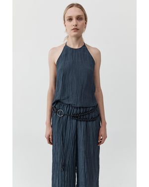 St. Agni Crinkle Halter Top - Blue