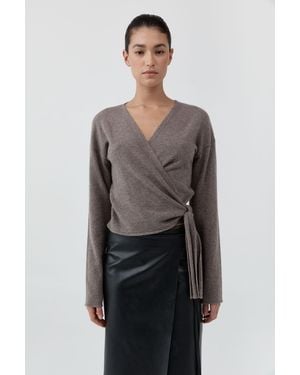 St. Agni Cashmere Wrap Cardigan - Gray