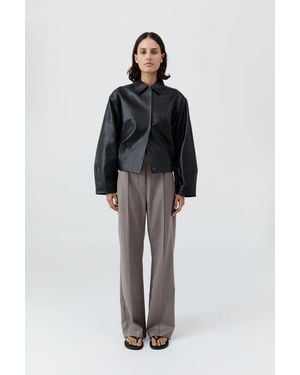 St. Agni Cocoon Leather Jacket - Black