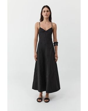 St. Agni Structured Cotton Dress - Black