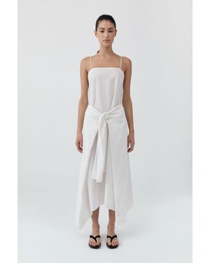 St. Agni Pinstripe Relaxed Cocoon Dress - White