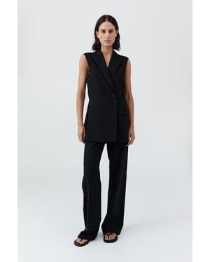 St. Agni Wool Sleeveless Split Blazer - Black