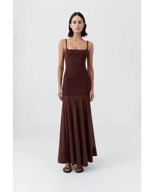 St. Agni Sheer Silk Circle Hem Dress - Brown
