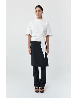 St. Agni Cotton Jersey Split Back Tee - White