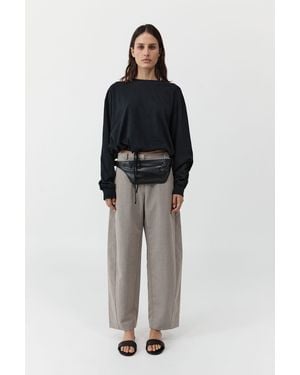 St. Agni Drawstring Long Sleeve Top - Black