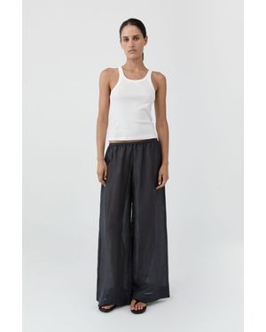 St. Agni Woven Check Relaxed Pants - White