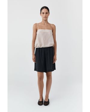 St. Agni Silk Everyday Relaxed Shorts - Black