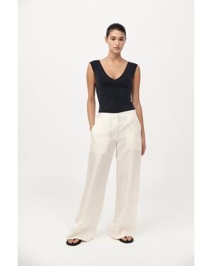 St. Agni Silk Twill Pants - White