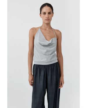 St. Agni Cotton Jersey Halter Top - Blue