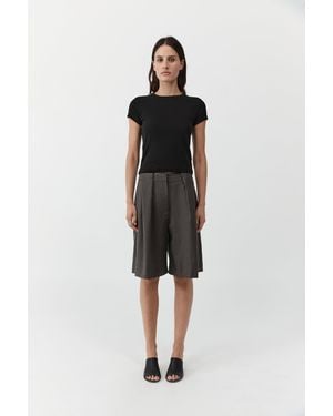 St. Agni Wool Pleat Loop Shorts - Black