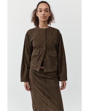 St. Agni Suede Utility Cocoon Bomber - Brown