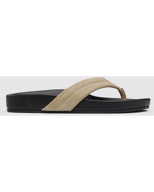St. Agni Suede Stitch Detail Thong Slide - Multicolour